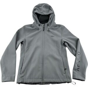AFTCO Softshell Jacket Large AFTECH Gray Hooded Full Zip Fishing Coat 53685-00